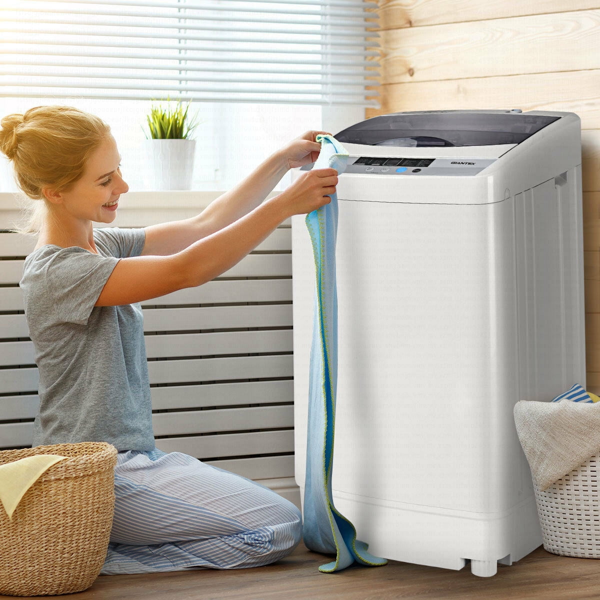 Portable Compact Washing Machine 1.28 Cu.ft Spin Washer Drain Pump 8 Water Level