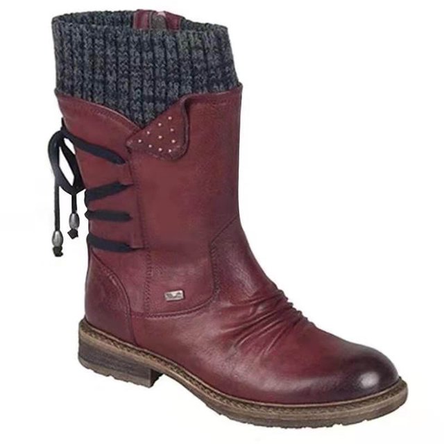 Autumn And Winter New Woolen Yarn Snow Boots Back Strap Plus Size Boots Women