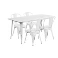 thumbnail image 2 of Flash Furniture Commercial Grade 31.5" x 63" Rectangular White Metal Indoor-Outdoor Table Set with 4 Stack Chairs, 2 of 2