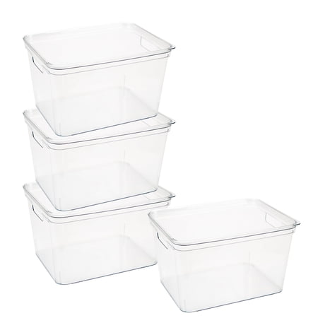Simplify 4 Pack Large Plastic Lidded Storage Bin Clear