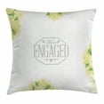 thumbnail image 1 of Engagement Party Decorations Throw Pillow Cushion Cover, We Are Engaged Announcement with Roses and Leaves Print, Decorative Square Accent Pillow Case, 24 X 24 Inches, Yellow and Green, by Ambesonne, 1 of 2