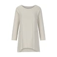 thumbnail image 4 of Blusa de manga larga sólida informal de moda para mujer Blusas de cuello redondo Blusas Camisas Pompotops  FGAJ10871, 4 of 9