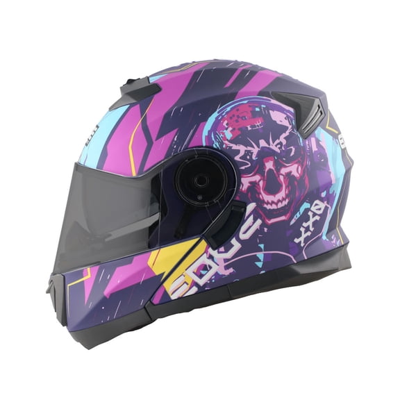 Casco Para Moto Edge Abatible Purpura Certificado M