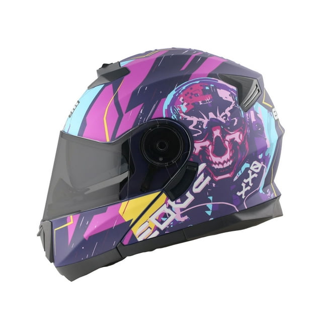 Casco Para Moto Edge Abatible Purpura Certificado s