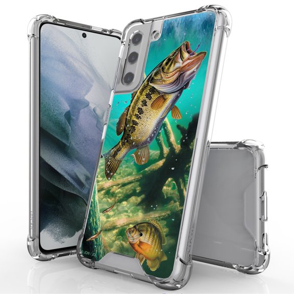 ANJ  Hybrid Slim Hard Back Cover Case Flexible Bumper for Samsung Galaxy S21 - Trout Fishing