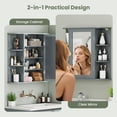 thumbnail image 6 of Gymax Bathroom Mirror Cabinet Wall Mounted Medicine Cabinet w/ Mirrored Door & 4 Interior Shelves Grey, 6 of 9