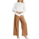 thumbnail image 2 of INSPIRAR CHIC Blusa de satén de cuello alto para mujer, de manga larga, con frente plisado, para trabajo y oficina, color blanco M, 2 of 5