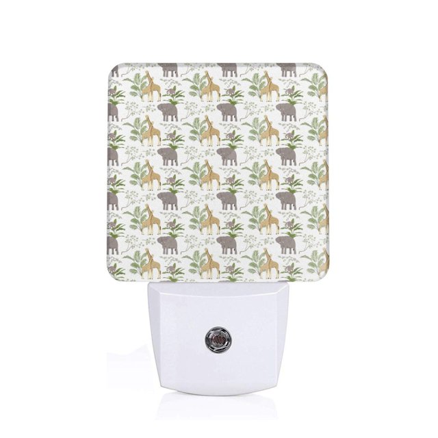 Balery Jungle Animal Luz Nocturna LED con Sensor Automático, Enchufe con Sensor Crepuscular, Luz Suave de 0.5W para Dormitorio, Pasillo, Baño-UK