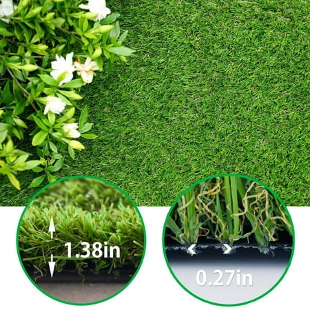 Goasis Lawn Artificial Grass Turf  1.38 Inch Pile Height Artificial Grass Rug 7 x52  for Indoor/Outdoor Garden Lawn
