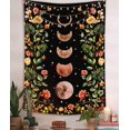 thumbnail image 5 of Tapiz de luna para colgar en la pared, tapices bohemios para decoración de pared, tapiz floral con estrella de fase de jardín iluminada por la luna para dormitorio negro 39.37''×59'', 5 of 5