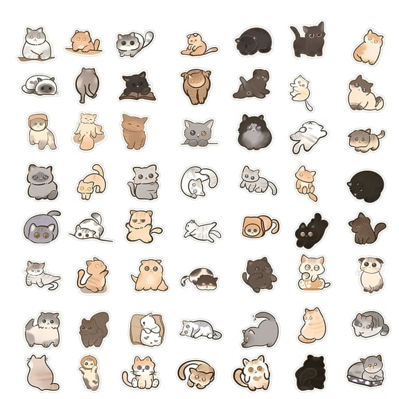 CCOCC 60PCS Cute Cat Stickers Kawaii Cat Sticker For Water Bottle Laptop Phone Skateboard Stickers For Kids Teens Girls Gift