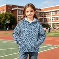 thumbnail image 5 of Spazoro Girls Hooded Sweatshirt with Pockets, Hooded Neck Long Sleeve Drawstring Leopard Print Warm Pullover Tops Casual Hoodies for School Blue Size 7, 5 of 9