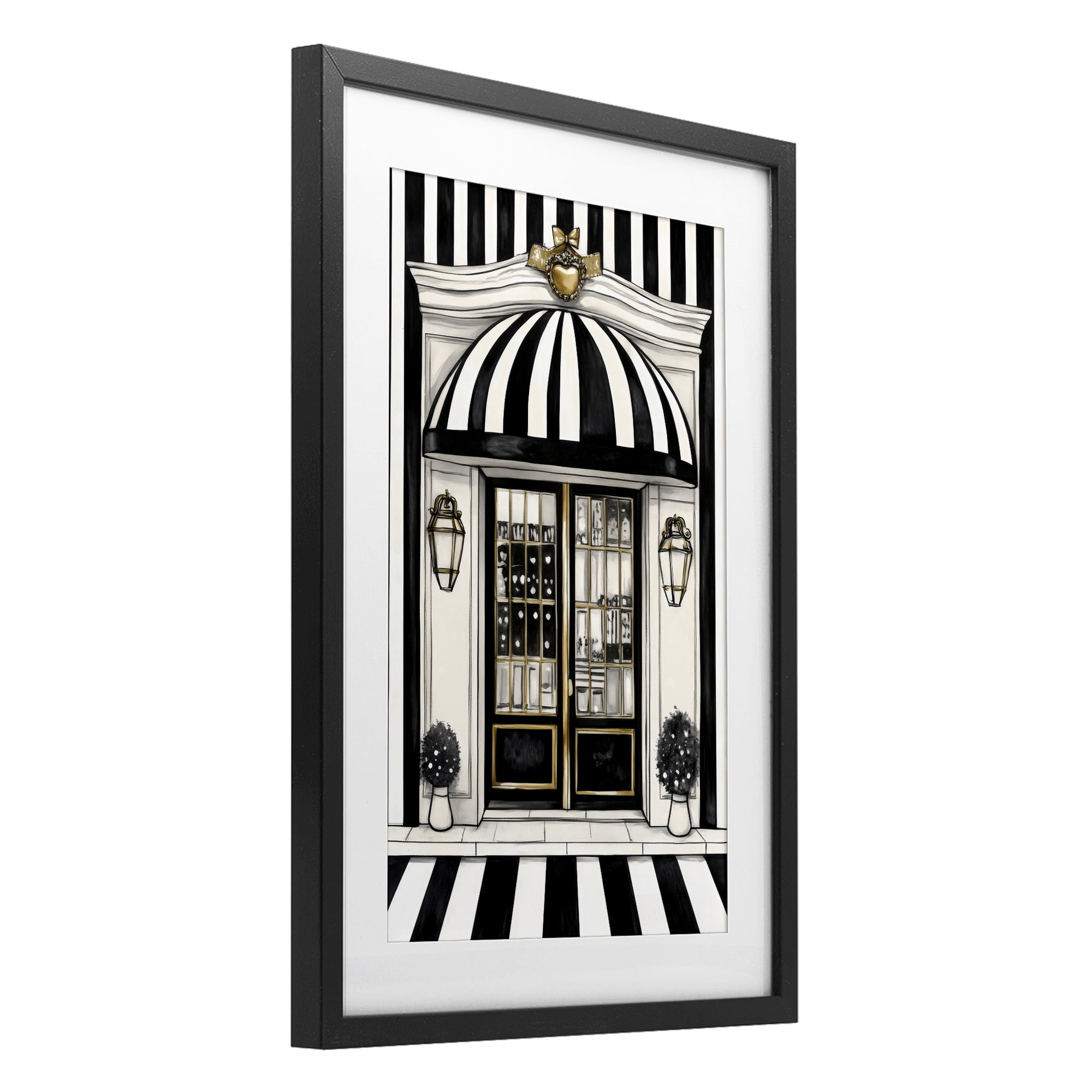 Stupell Industries Paris Storefront Facade Black Framed Print Under Glass, design by Petal Prints Design