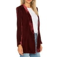 thumbnail image 2 of Liacowi Women Velvet Blazer Open Front Solid Color Long Sleeve Lapel Suit Jacket, 2 of 6