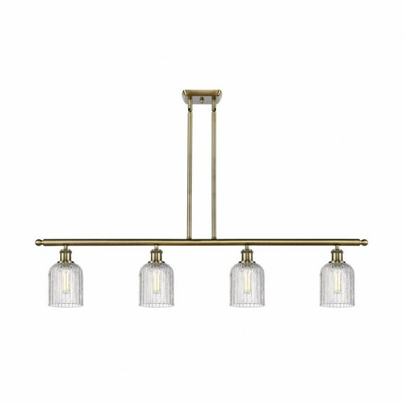 516-4I-AB-G559-5CL-Innovations Lighting-Bridal Veil - 4 Light Stem Hung Island In Art Deco Style-9.5 Inches Tall and 48 Inches Wide-Antique Brass