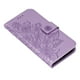 thumbnail image 4 of Funda tipo billetera para teléfono con soporte para ranura para tarjeta Funda protectora con tapa en relieve de flores de cuero PU para iPhone 13 Púrpura, 4 of 5