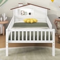 thumbnail image 2 of Harper & Bright Designs Twin Size Wood Platform Bed Frame with House-Shaped Headboard, Wood Bed Frame with Built-in Storage and LED Light, White, 2 of 17
