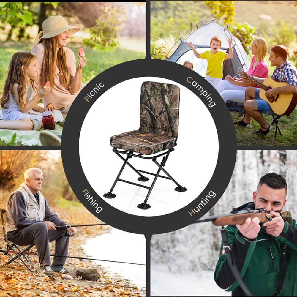 Aimee Lii Swivel Folding Chair with Backrest and Padded Cushion, Portable Chairs for Adults, Comfy Outdoor Chair, Camouflage