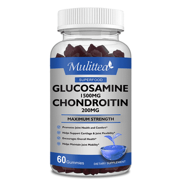 Glucosamine 1500mg with Chondroitin 200mg Supports Joint Discomfort Relief, Gummies Supplements for Adults Men & Women, 60 Count