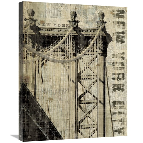 Global Gallery's 'Vintage New Manhattan Bridge' By Michael Mullan Stretched Canvas Wall Art
