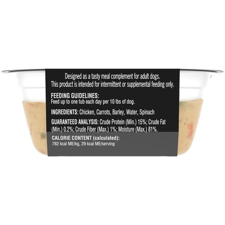 CESAR SIMPLY CRAFTED CHICKEN, CARROTS, BARLEY & SPINACH WET DOG FOOD MEAL TOPPER, 1.3 OZ TUB