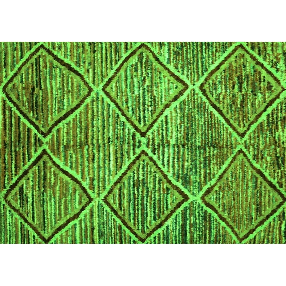 Ahgly Company Indoor Rectangle Abstract Green Contemporary Area Rugs, 3' x 5'