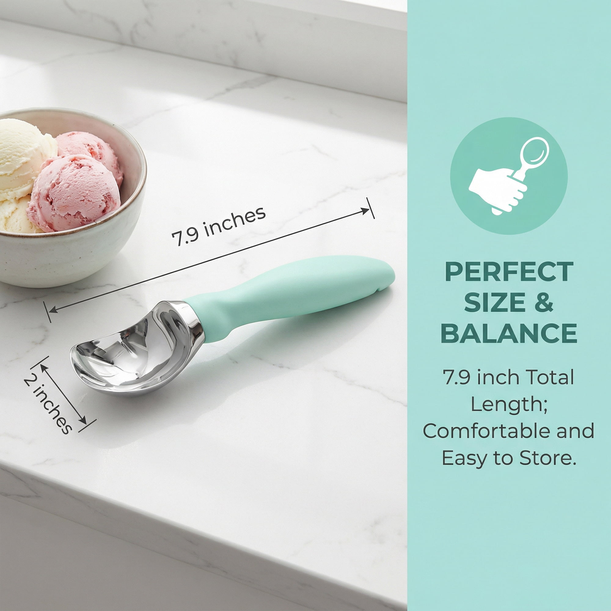 Unique Bargains Zinc Ice Cream Scoop with for Gelato and Cookie Dough Mint Green 7.9in
