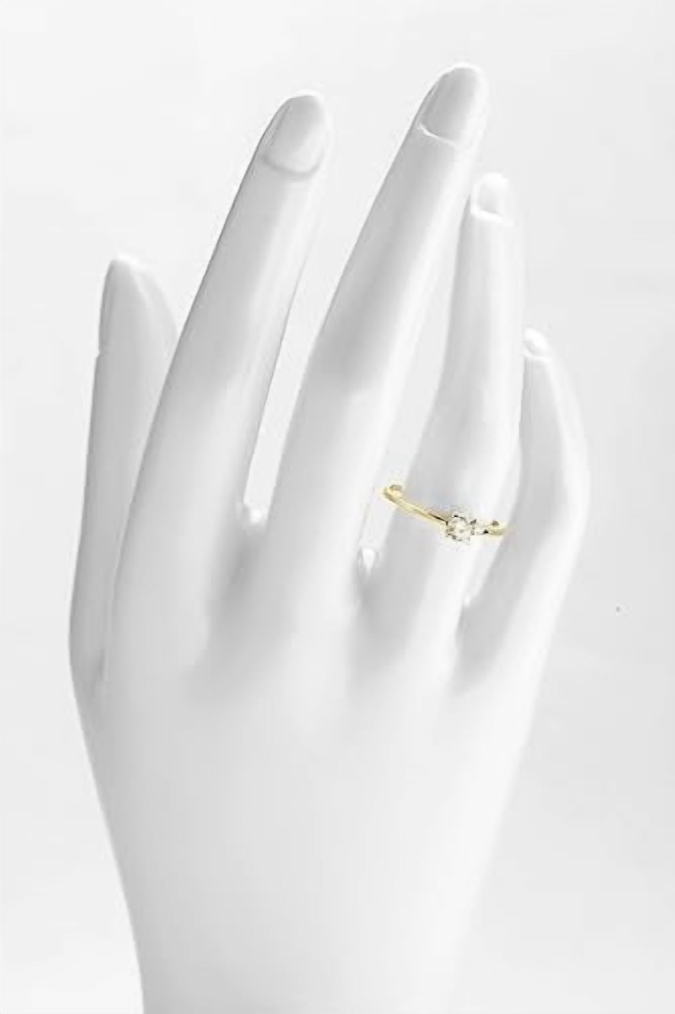 NS Enterprise 14ct Yellow Gold 0.25ct Solitaire Engagement Ring for Women – Classic Round Cut Gold Promise Ring – Elegant Jewelry Gift