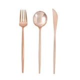 Efavormart 24 Pack | Rose Gold/Blush Sleek Modern Flatware Set, Premium ...