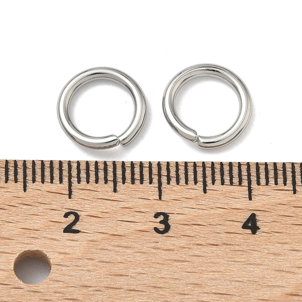 Resistant 304 Stainless Steel Open Jump Rings Stainless Steel color 8x1.5mm Inner Diameter: 5mm