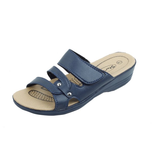 Women's Slip-On Low Wedge Comfort Sandals, Retro Straps - Walmart.com