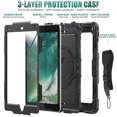 thumbnail image 4 of Case for iPad 6th / 5th Gen (2018 2017) / iPad Air 2 / iPad Pro 9.7 inch with Screen Protector, 360 Degree Rotating Kickstand Hand Strap Shockproof Cover with Shoulder Strap, Black, 4 of 7