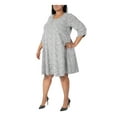 thumbnail image 3 of ROBBIE BEE Robe Shift au-Dessus du Genou pour Femmes Grise Texturée Attachée Col Roulé Manches à Onglets Plus 2X, 3 of 4