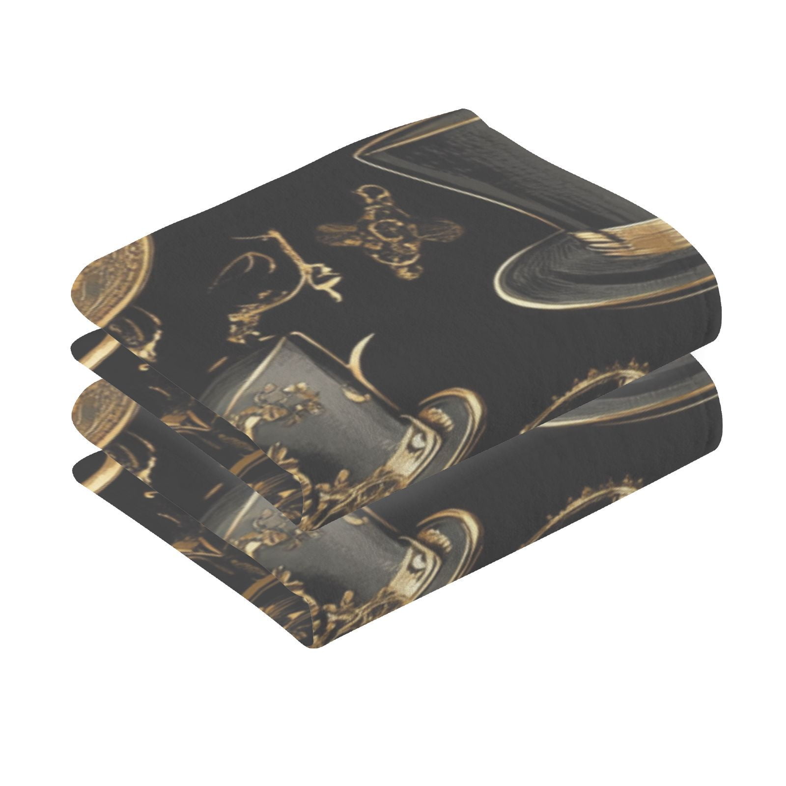 Gold Clocks Machines Hand Towels Cotton Bath Towels Large Face Towels Absorbent for Bathroom 2 Packs
