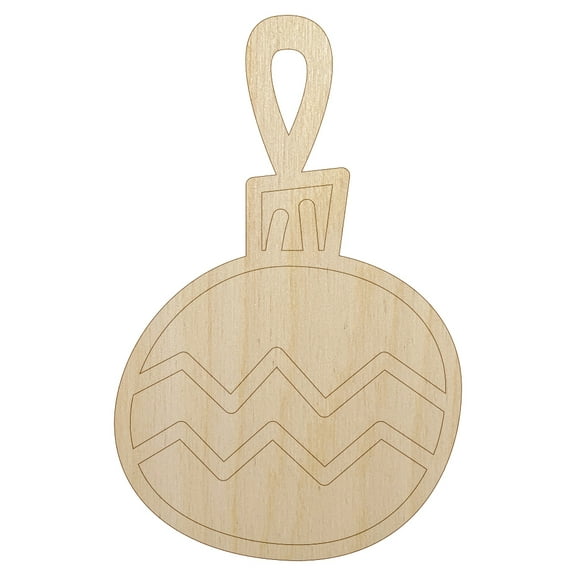 Christmas Xmas Ornament Zig Zag Doodle Wood Shape Unfinished Piece Cutout Craft DIY Projects - 4.70 Inch Size - 1/8 Inch Thick