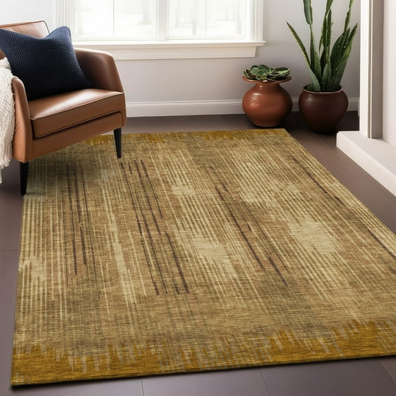 Addison Rugs Chantille Indoor/Outdoor Transitional Stripes Copper Washable Rectangle Rug, 9' x 12'