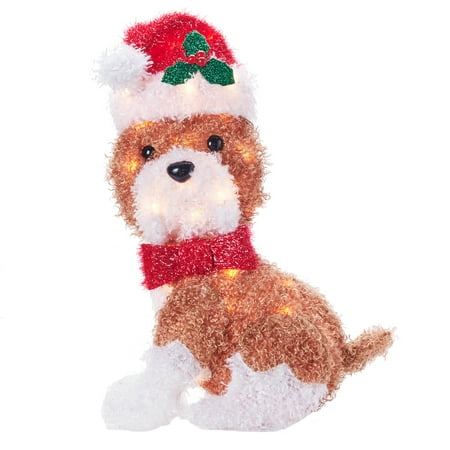 Holiday Time Light-up Fluffy Bulldog, 23