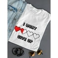 thumbnail image 3 of I Wont Give Up 2 Pixel Hearts Women White T-Shirt, Female x-Large, 3 of 4