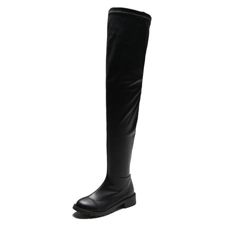 

Paiwinds Boots for Women Autumn and Winter New European and American Round Toe Thick Heel Sleeve Over-the-knee Rider Boots Black