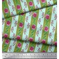 thumbnail image 3 of Soimoi Green polyester Crepe Fabric Leaves,Pink Flower & Stripe Fabric Prints by Yard 52 Inch Wide, 3 of 3