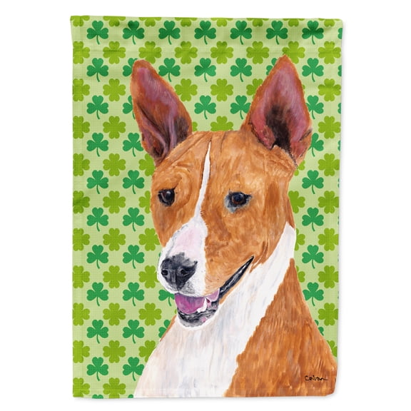 Carolines Treasures SC9307-FLAG-PARENT Basenji St. Patricks Day Shamrock Portrait Flag  multicolor