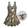 thumbnail image 6 of COEQINE Girls Tank Neck One Piece Swimsuit with Skirt & Liner, Sleeveless Wide Straps V-Back Summer Swim Dress for Swim Lessons & Water Play, Ages 10-11, Cute Chicken Floral, 6 of 8