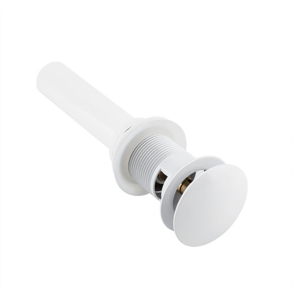 WALFRONT Kitchen Bathroom Basin Sink White Coating Brass Pop Up Drain Stopper with Overflow Hole, Pop Up Drain Stopper, Basin Drainer