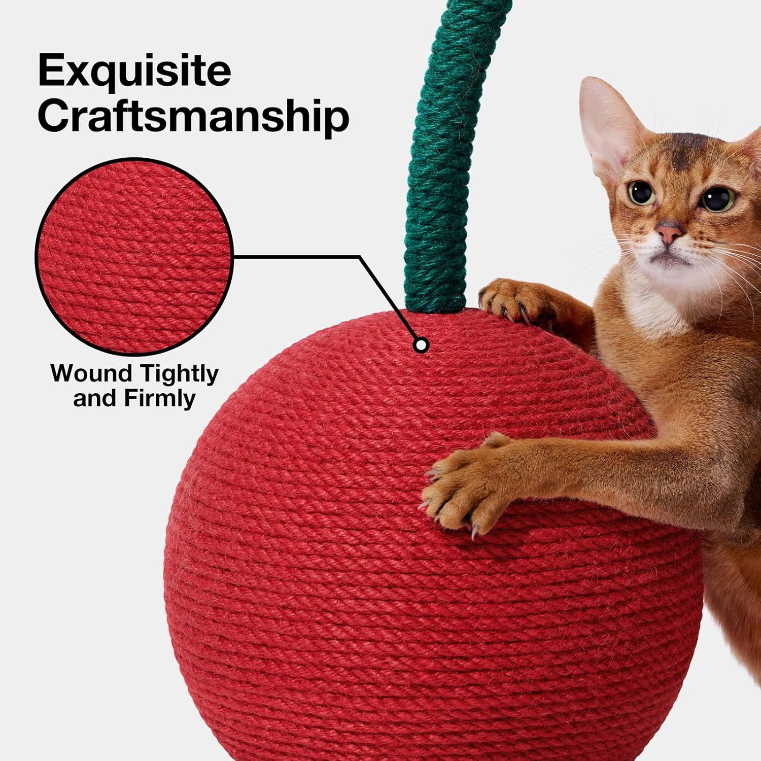 Cat Scratching Post with Jute Rope and Ball, Vertical Scratcher for Indoor Cats and Kittens