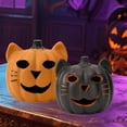 thumbnail image 6 of Halloween Jack-O'-Lantern Basket with Lid - Pumpkin Figurine Decor, For Farmhouse Style Halloween Home LED Lighting Ornament, 6 of 6