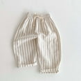 thumbnail image 3 of Avrntaa Toddler Boys Girls Cotton Linen Pants Casual Stripe Print Baggy Trousers Summer Long Pants, 3 of 5