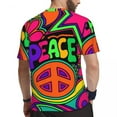 thumbnail image 3 of T Shirt For Men Pretty Pink Peace T-Shirt Colorful Hippy Design Hip Hop Gym Short Sleeve Quick-dryin, 3 of 7