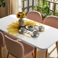 thumbnail image 3 of Yellow Sunflower Table Cloths for 4 Foot Rectangle Tables, Floral Rustic White Quotes Patio Waterproof Elastic Fitted Tablecloths, Washable Rectangular Table Cover for Camping, 3 of 8