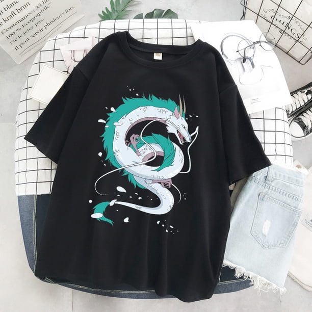 Anime My Neighbor Totoro Pattern Loose Round Neck Short Sleeve Women's T-Shirtpangjing