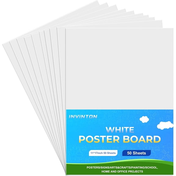 50Pcs White Poster Board 11x17, 240G Thickness Poster Board Paper Bulk，for School Arts & Crafts, Signs, Small Posters, Announcements,DIY Art, Painting,and More